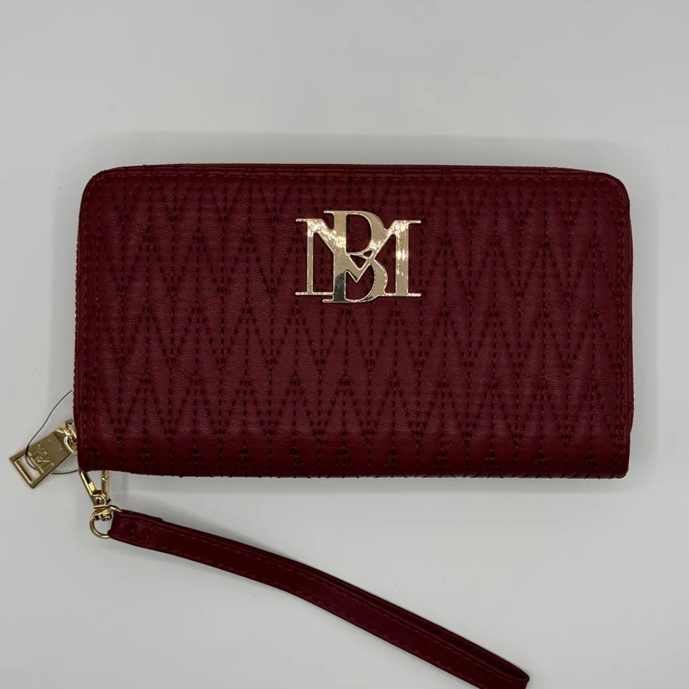 Badgley Mischka Burgundy Wallet with Gold Logo